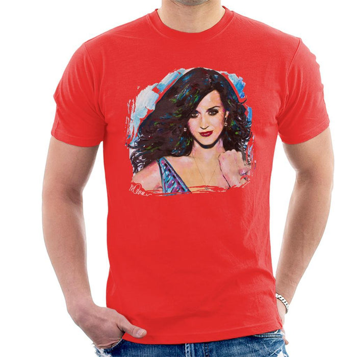 Sidney Maurer Original Portrait Of Katy Perry Long Hair Mens T-Shirt - Mens T-Shirt