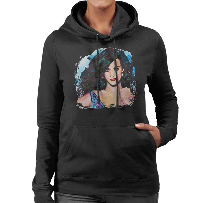 Sidney Maurer Original Portrait Of Katy Perry Long Hair Womens Hooded Sweatshirt - Womens Hooded Sweatshirt