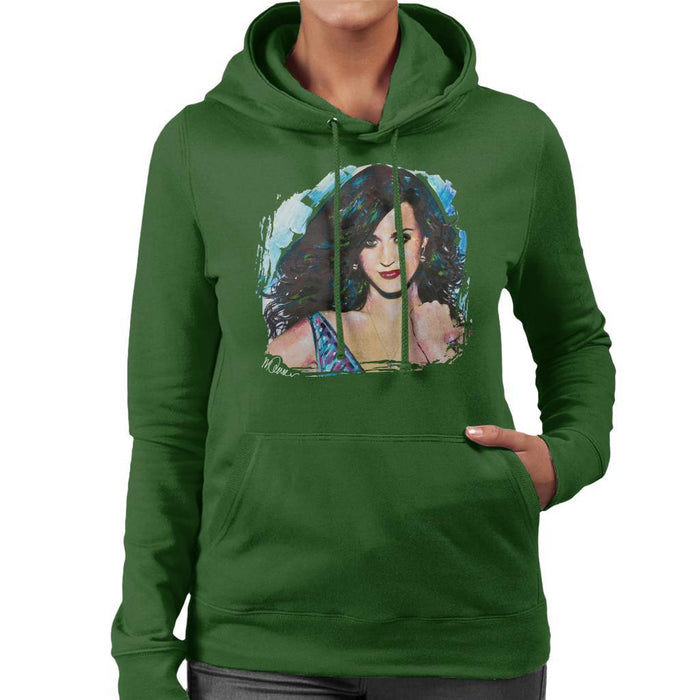 Sidney Maurer Original Portrait Of Katy Perry Long Hair Womens Hooded Sweatshirt - Womens Hooded Sweatshirt