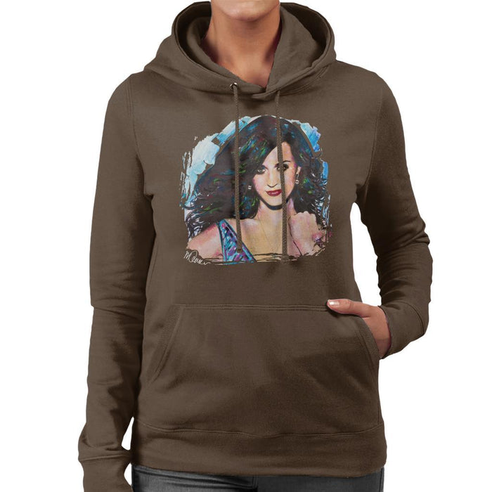 Sidney Maurer Original Portrait Of Katy Perry Long Hair Womens Hooded Sweatshirt - Womens Hooded Sweatshirt