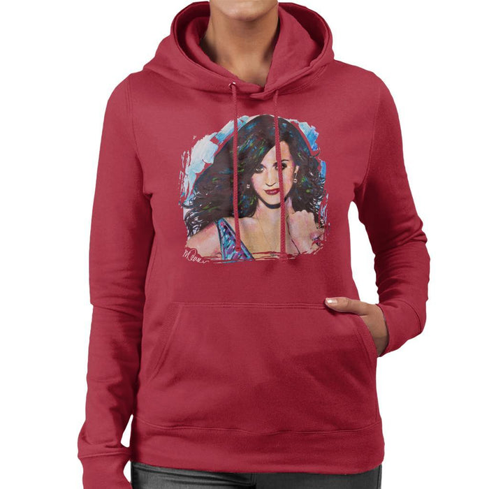 Sidney Maurer Original Portrait Of Katy Perry Long Hair Womens Hooded Sweatshirt - Womens Hooded Sweatshirt