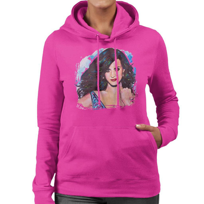 Sidney Maurer Original Portrait Of Katy Perry Long Hair Womens Hooded Sweatshirt - Womens Hooded Sweatshirt