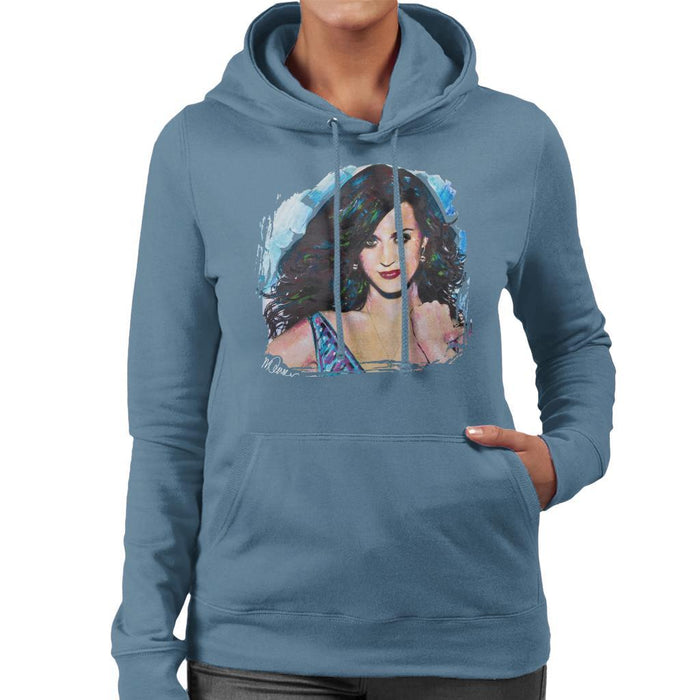 Sidney Maurer Original Portrait Of Katy Perry Long Hair Womens Hooded Sweatshirt - Womens Hooded Sweatshirt