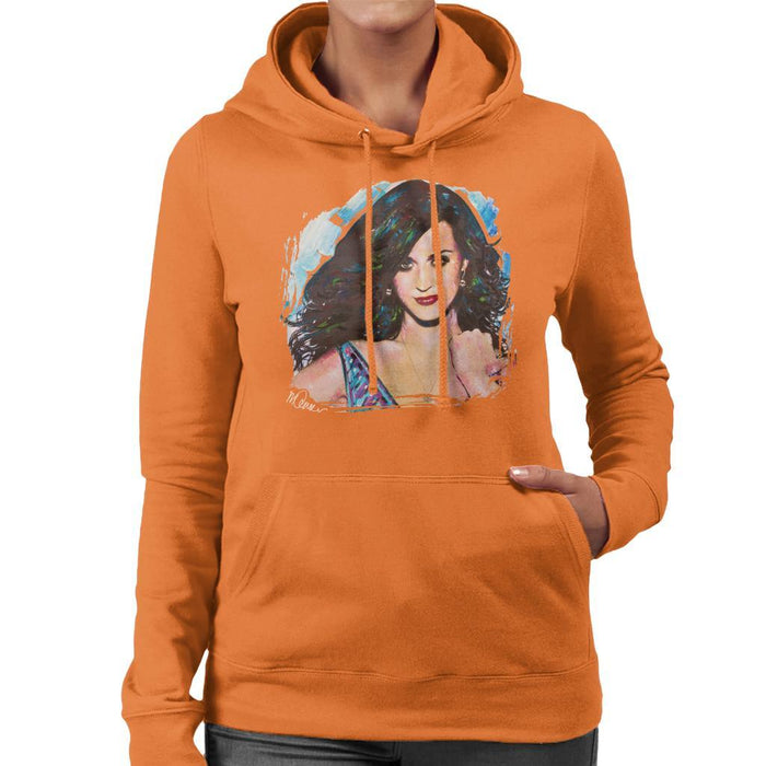 Sidney Maurer Original Portrait Of Katy Perry Long Hair Womens Hooded Sweatshirt - Womens Hooded Sweatshirt