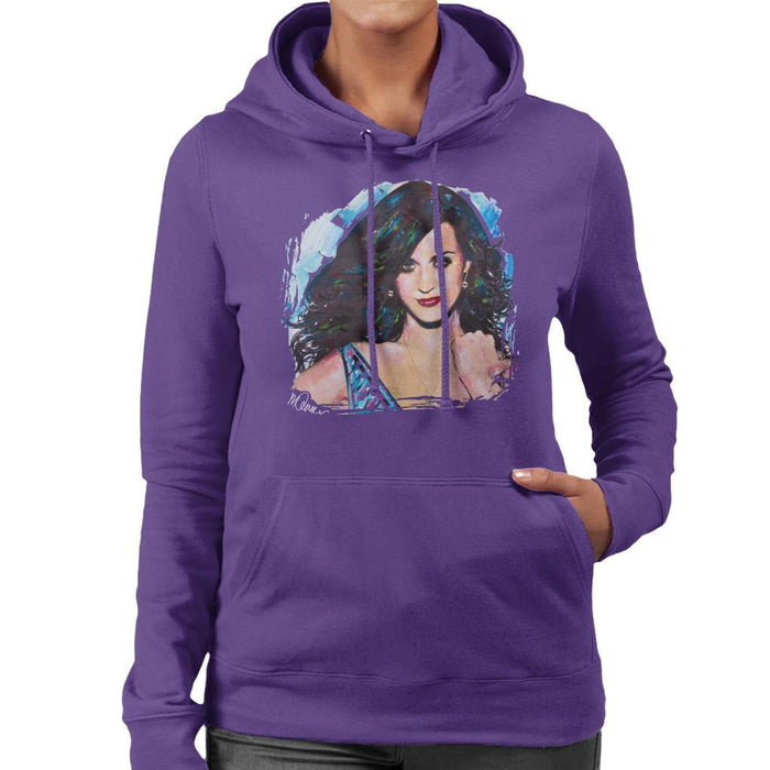 Sidney Maurer Original Portrait Of Katy Perry Long Hair Womens Hooded Sweatshirt - Womens Hooded Sweatshirt