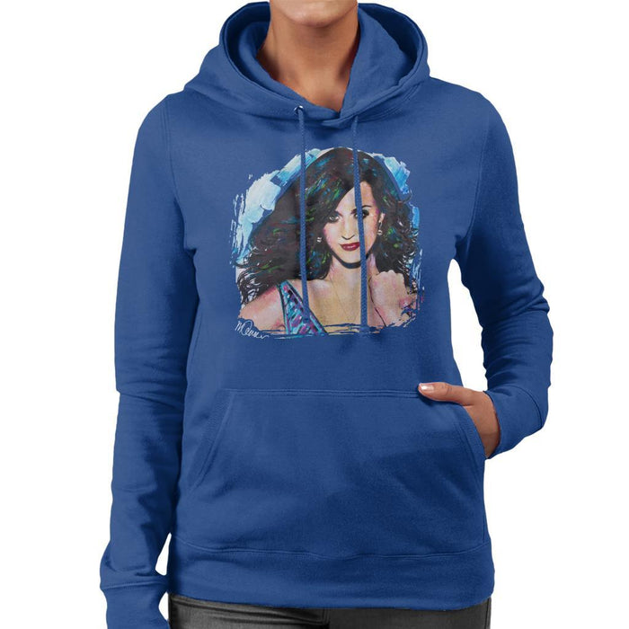 Sidney Maurer Original Portrait Of Katy Perry Long Hair Womens Hooded Sweatshirt - Womens Hooded Sweatshirt