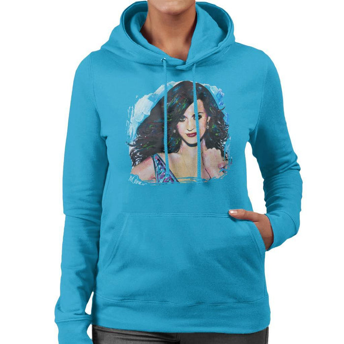 Sidney Maurer Original Portrait Of Katy Perry Long Hair Womens Hooded Sweatshirt - Womens Hooded Sweatshirt