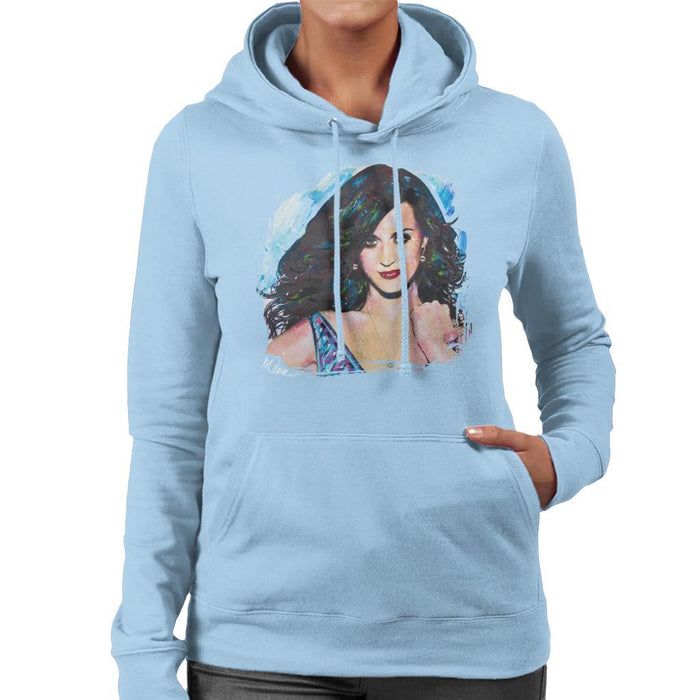 Sidney Maurer Original Portrait Of Katy Perry Long Hair Womens Hooded Sweatshirt - Womens Hooded Sweatshirt