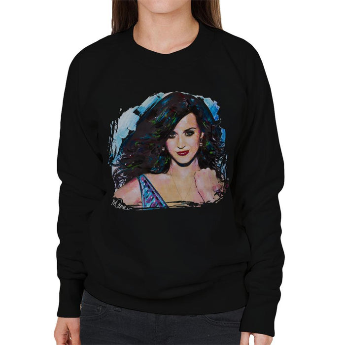 Sidney Maurer Original Portrait Of Katy Perry Long Hair Womens Sweatshirt - Womens Sweatshirt