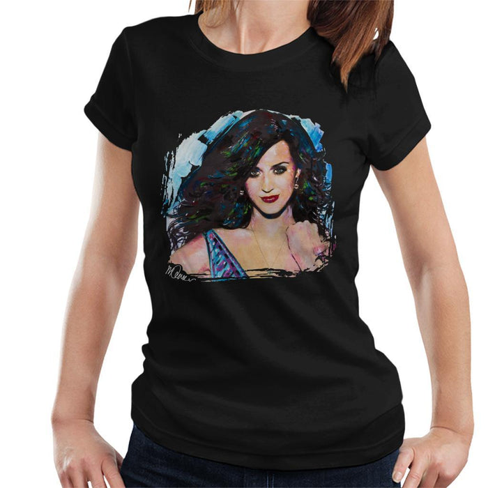 Sidney Maurer Original Portrait Of Katy Perry Long Hair Womens T-Shirt - Womens T-Shirt