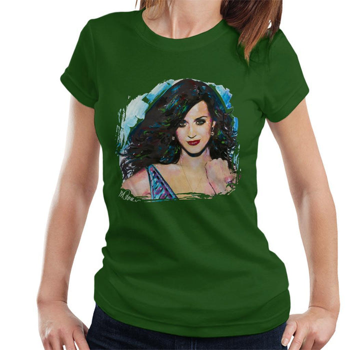 Sidney Maurer Original Portrait Of Katy Perry Long Hair Womens T-Shirt - Womens T-Shirt