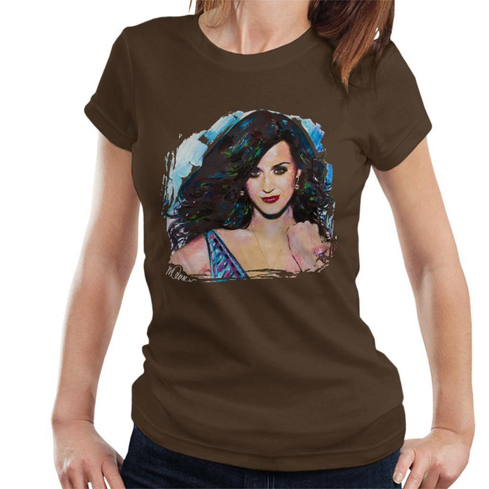 Sidney Maurer Original Portrait Of Katy Perry Long Hair Womens T-Shirt - Womens T-Shirt