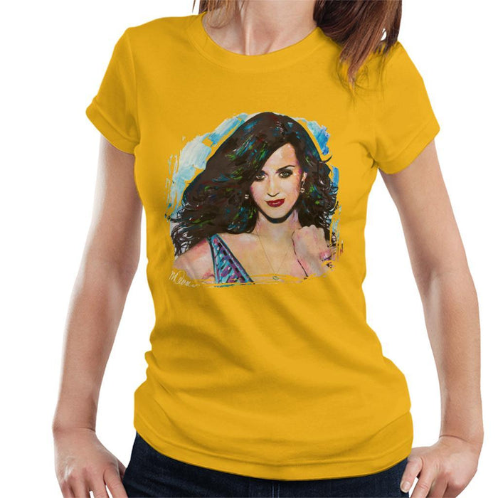 Sidney Maurer Original Portrait Of Katy Perry Long Hair Womens T-Shirt - Womens T-Shirt
