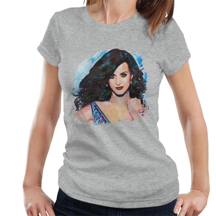 Sidney Maurer Original Portrait Of Katy Perry Long Hair Womens T-Shirt - Womens T-Shirt