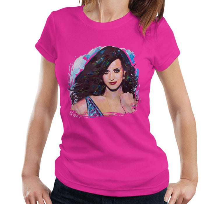Sidney Maurer Original Portrait Of Katy Perry Long Hair Womens T-Shirt - Womens T-Shirt