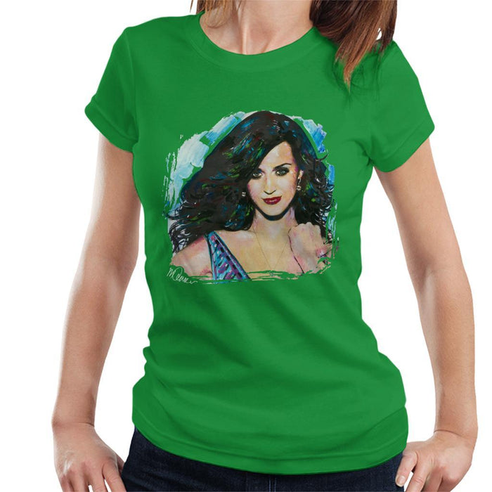 Sidney Maurer Original Portrait Of Katy Perry Long Hair Womens T-Shirt - Womens T-Shirt