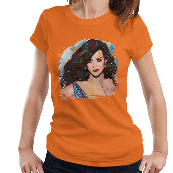 Sidney Maurer Original Portrait Of Katy Perry Long Hair Womens T-Shirt - Womens T-Shirt