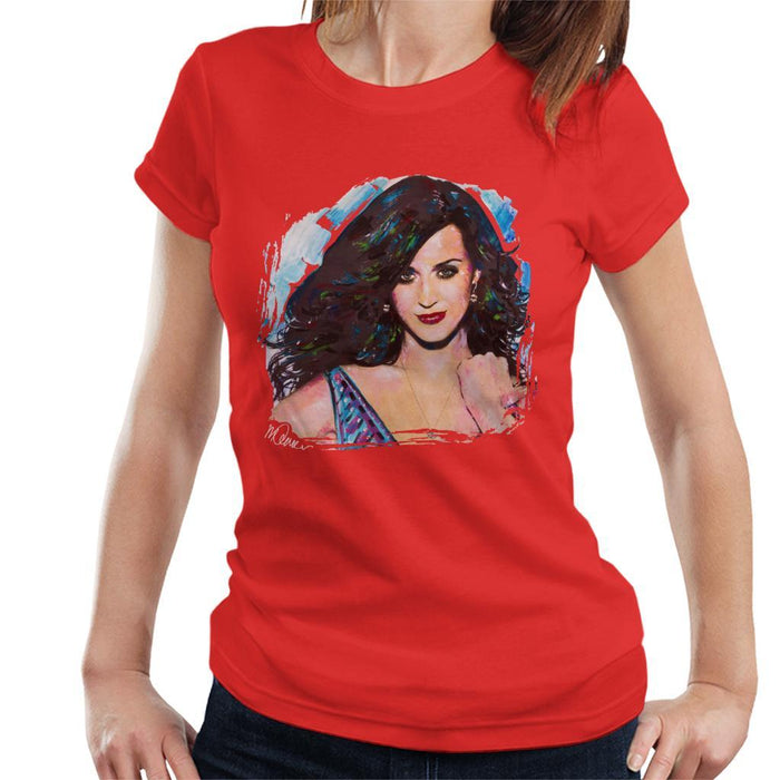 Sidney Maurer Original Portrait Of Katy Perry Long Hair Womens T-Shirt - Womens T-Shirt