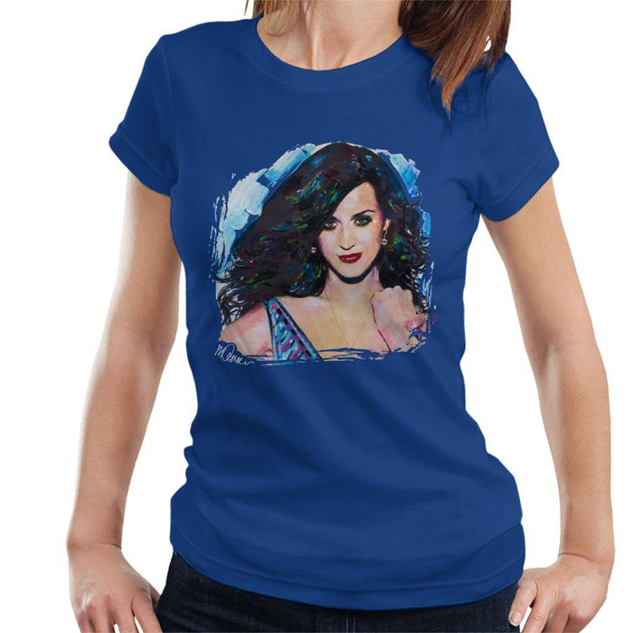 Sidney Maurer Original Portrait Of Katy Perry Long Hair Womens T-Shirt - Womens T-Shirt