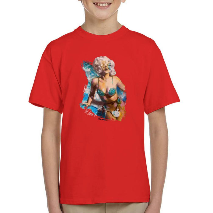 Sidney Maurer Original Portrait Of Lady Gaga Sea Shell Bikini Kids T-Shirt - Kids Boys T-Shirt