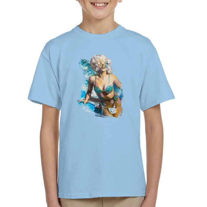 Sidney Maurer Original Portrait Of Lady Gaga Sea Shell Bikini Kids T-Shirt - Kids Boys T-Shirt