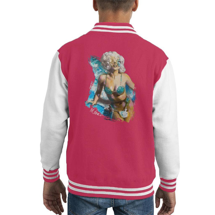 Sidney Maurer Original Portrait Of Lady Gaga Sea Shell Bikini Kids Varsity Jacket - Kids Boys Varsity Jacket