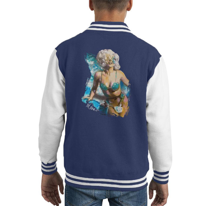 Sidney Maurer Original Portrait Of Lady Gaga Sea Shell Bikini Kids Varsity Jacket - Kids Boys Varsity Jacket