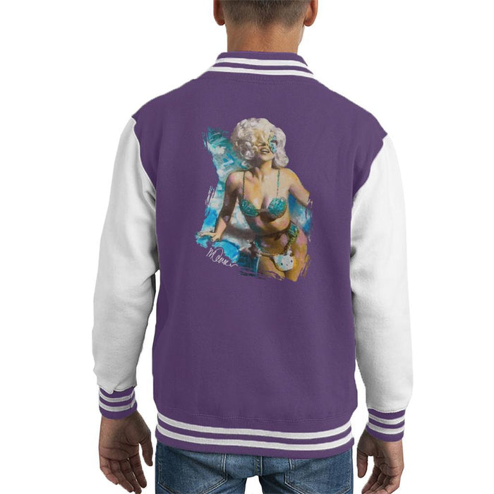 Sidney Maurer Original Portrait Of Lady Gaga Sea Shell Bikini Kids Varsity Jacket - Kids Boys Varsity Jacket