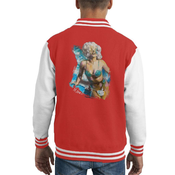 Sidney Maurer Original Portrait Of Lady Gaga Sea Shell Bikini Kids Varsity Jacket - Kids Boys Varsity Jacket