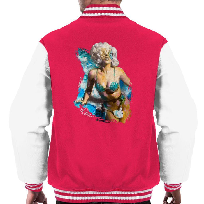 Sidney Maurer Original Portrait Of Lady Gaga Sea Shell Bikini Mens Varsity Jacket - Mens Varsity Jacket