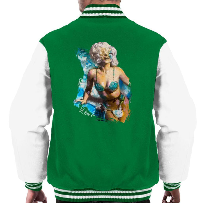 Sidney Maurer Original Portrait Of Lady Gaga Sea Shell Bikini Mens Varsity Jacket - Mens Varsity Jacket