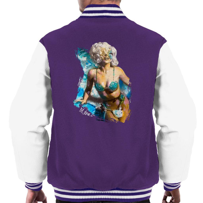 Sidney Maurer Original Portrait Of Lady Gaga Sea Shell Bikini Mens Varsity Jacket - Mens Varsity Jacket