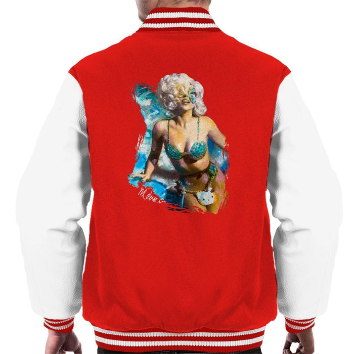 Sidney Maurer Original Portrait Of Lady Gaga Sea Shell Bikini Mens Varsity Jacket - Mens Varsity Jacket