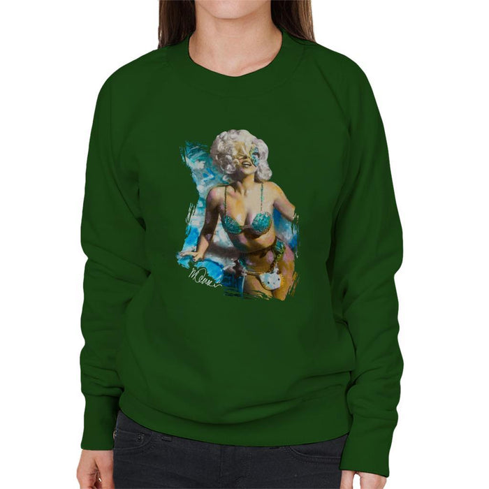 Sidney Maurer Original Portrait Of Lady Gaga Sea Shell Bikini Womens Sweatshirt - Womens Sweatshirt