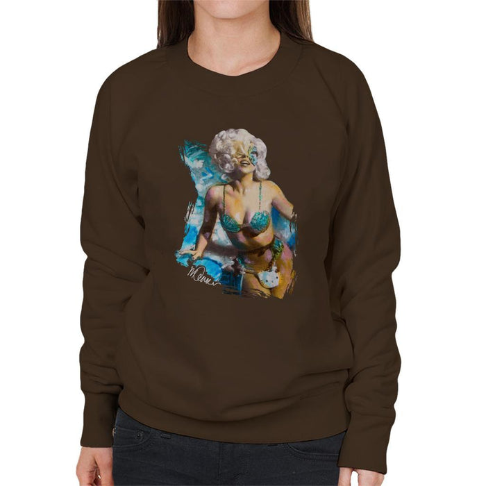 Sidney Maurer Original Portrait Of Lady Gaga Sea Shell Bikini Womens Sweatshirt - Womens Sweatshirt