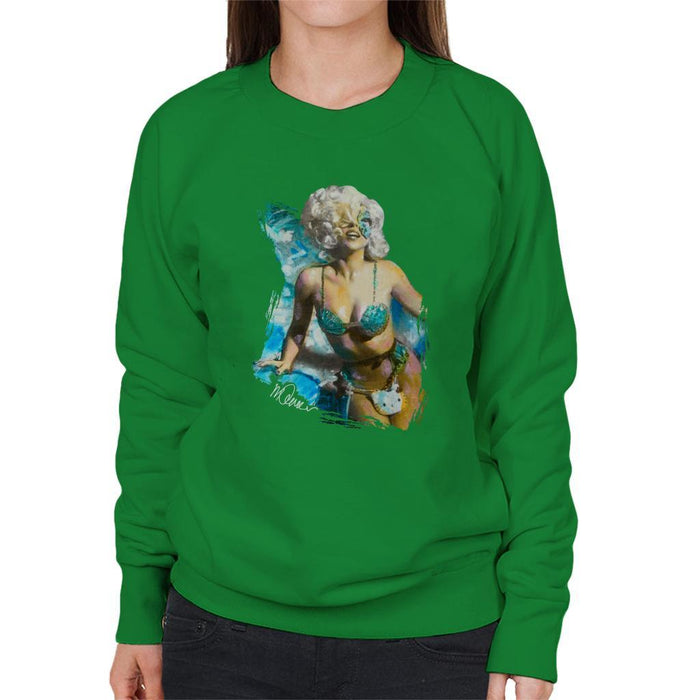Sidney Maurer Original Portrait Of Lady Gaga Sea Shell Bikini Womens Sweatshirt - Womens Sweatshirt