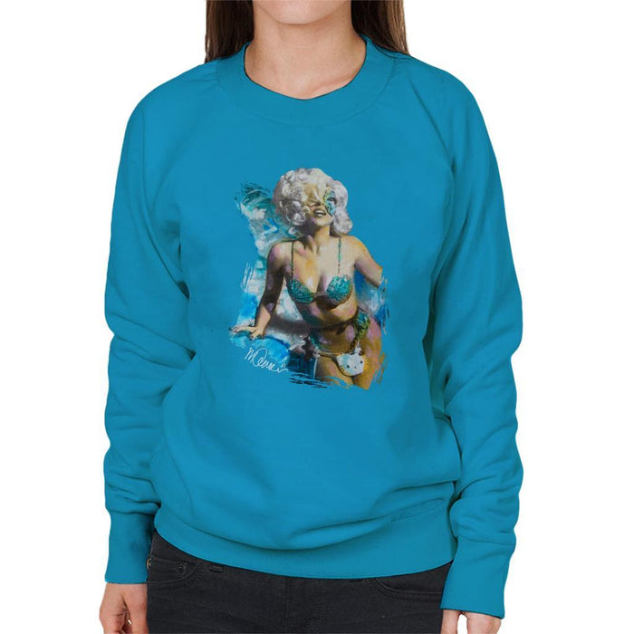 Sidney Maurer Original Portrait Of Lady Gaga Sea Shell Bikini Womens Sweatshirt - Womens Sweatshirt