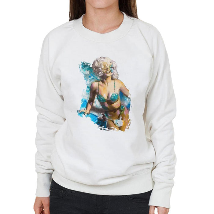 Sidney Maurer Original Portrait Of Lady Gaga Sea Shell Bikini Womens Sweatshirt - Womens Sweatshirt