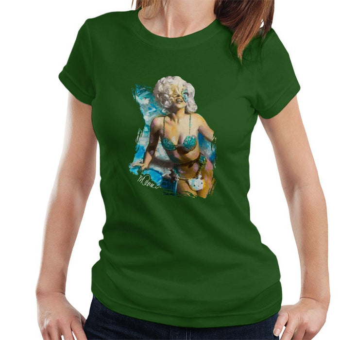 Sidney Maurer Original Portrait Of Lady Gaga Sea Shell Bikini Womens T-Shirt - Womens T-Shirt