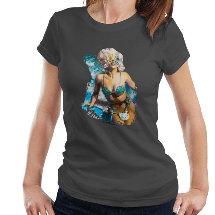Sidney Maurer Original Portrait Of Lady Gaga Sea Shell Bikini Womens T-Shirt - Womens T-Shirt