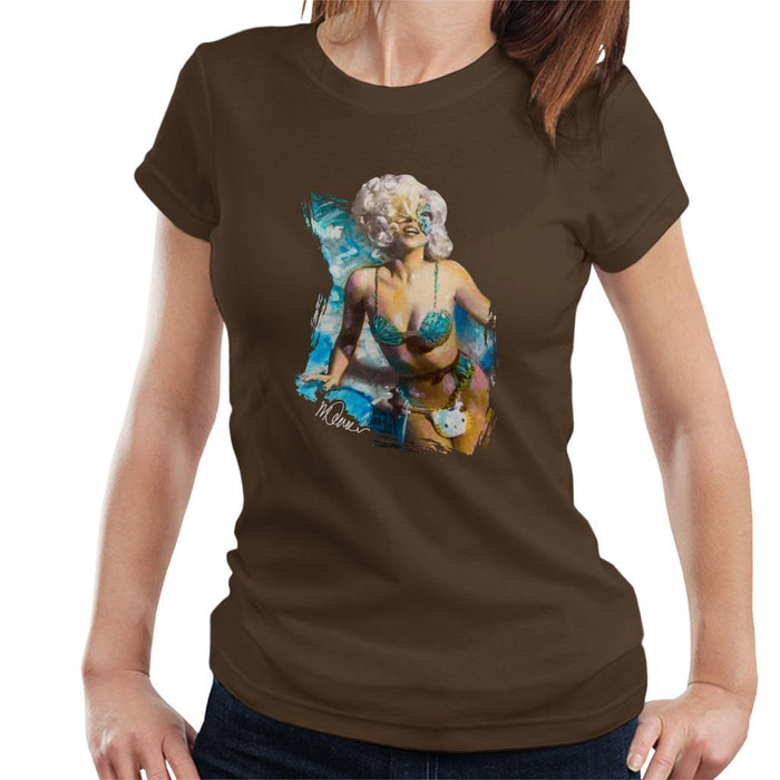 Sidney Maurer Original Portrait Of Lady Gaga Sea Shell Bikini Womens T-Shirt - Womens T-Shirt