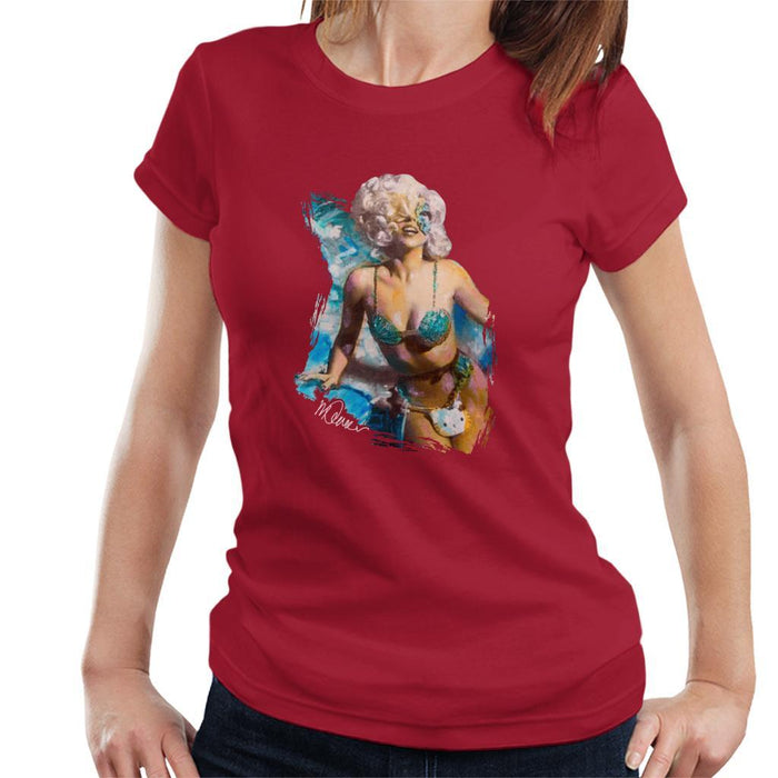 Sidney Maurer Original Portrait Of Lady Gaga Sea Shell Bikini Womens T-Shirt - Womens T-Shirt