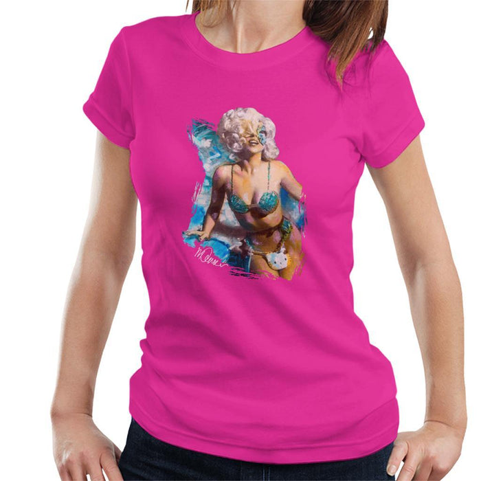 Sidney Maurer Original Portrait Of Lady Gaga Sea Shell Bikini Womens T-Shirt - Womens T-Shirt