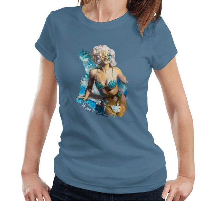 Sidney Maurer Original Portrait Of Lady Gaga Sea Shell Bikini Womens T-Shirt - Womens T-Shirt