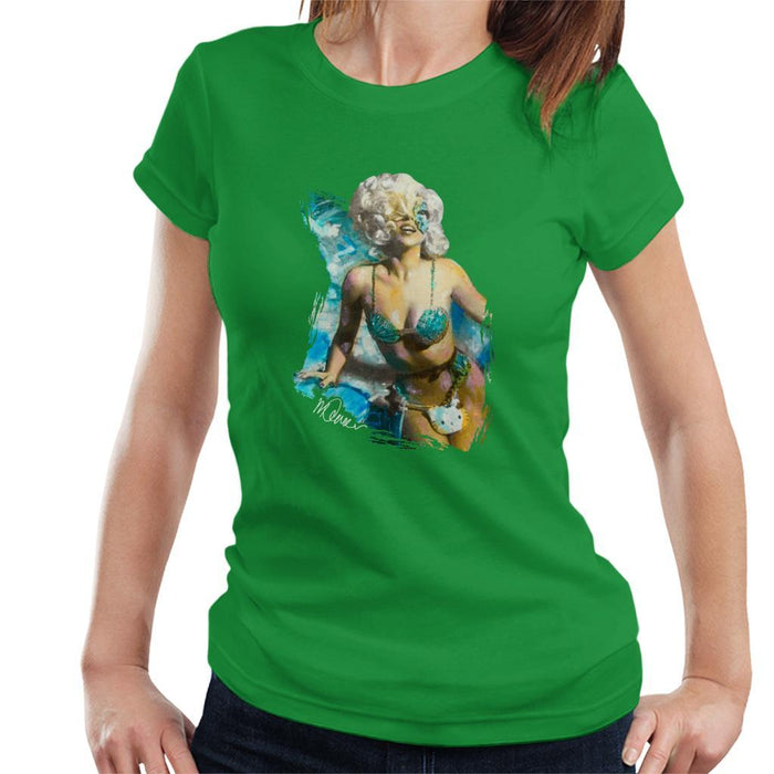 Sidney Maurer Original Portrait Of Lady Gaga Sea Shell Bikini Womens T-Shirt - Womens T-Shirt