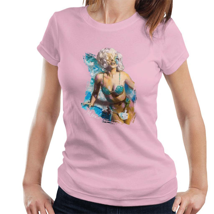 Sidney Maurer Original Portrait Of Lady Gaga Sea Shell Bikini Womens T-Shirt - Womens T-Shirt
