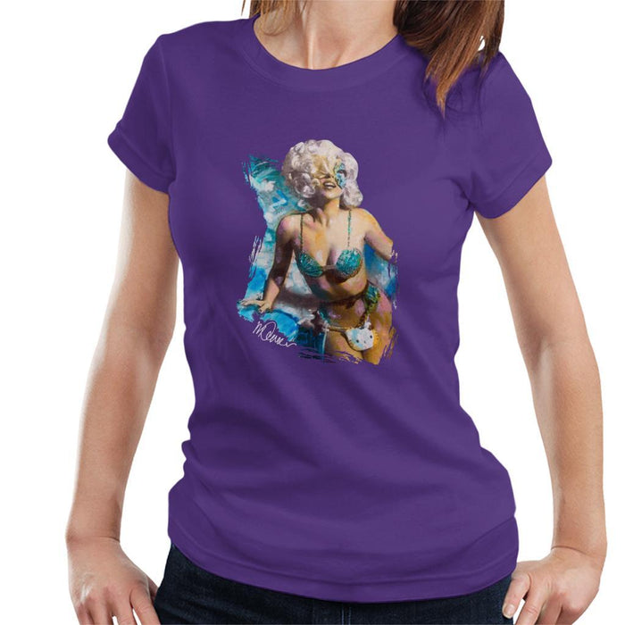 Sidney Maurer Original Portrait Of Lady Gaga Sea Shell Bikini Womens T-Shirt - Womens T-Shirt