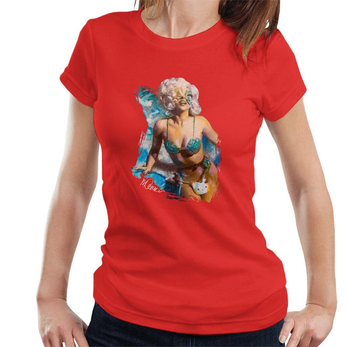 Sidney Maurer Original Portrait Of Lady Gaga Sea Shell Bikini Womens T-Shirt - Womens T-Shirt