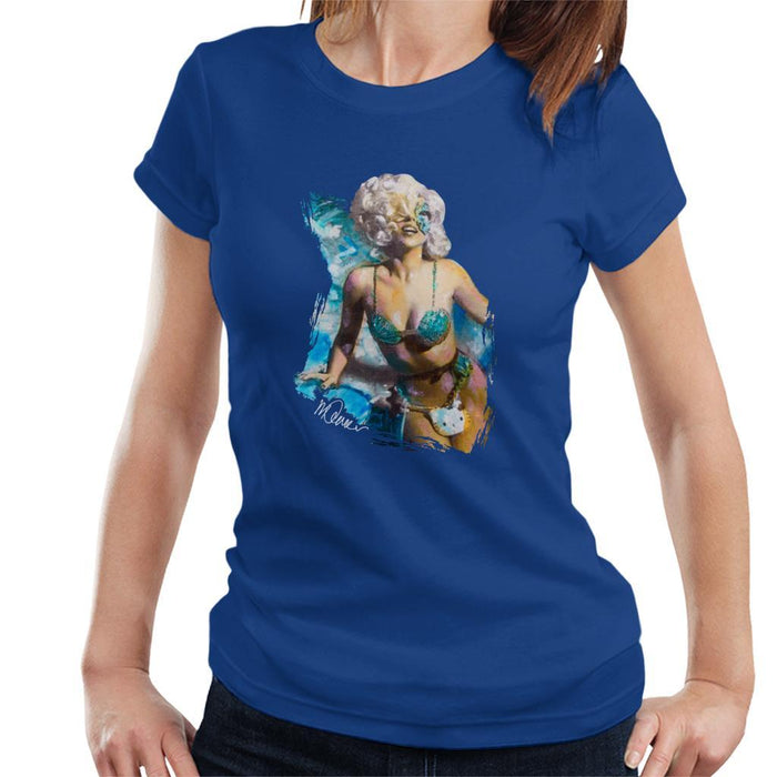Sidney Maurer Original Portrait Of Lady Gaga Sea Shell Bikini Womens T-Shirt - Womens T-Shirt