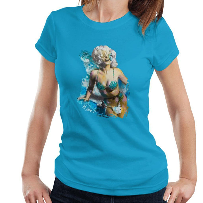 Sidney Maurer Original Portrait Of Lady Gaga Sea Shell Bikini Womens T-Shirt - Womens T-Shirt
